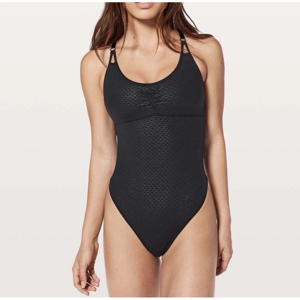 Lululemon Black The Easy Shapewear Bodysuit thong back XS NWOT